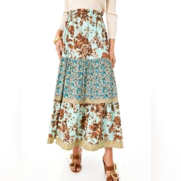 NWT Tuckernuck Robin’s Egg Floral Edith Skirt Sz Small - Picture 1 of 5